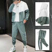 Dropshipping Patchwork Hip Hop Casual męskie zestawy 2022 koreański styl 2 sztuka zestawy ubrania mężczyźni Streetwear Fitness mężczyzna dres 2